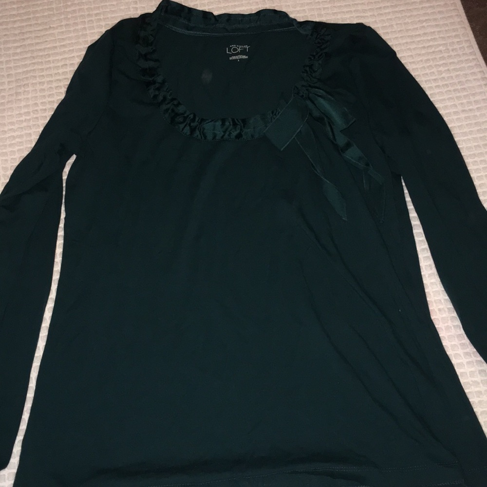 *BOGO ITEM Hunter green bow neck long sleeve top